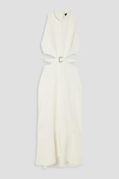 Платье миди из эластичного кади с декорированным вырезом Proenza Schouler, цвет Off-white
