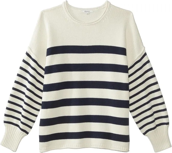 Пуловер Plus Conway в разноцветную полоску Madewell, цвет Antique Cream/Indigo