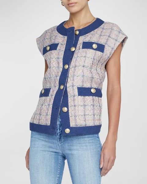 Твидовый жилет оверсайз Laurel L'Agence, цвет Tan/Dusty Pink/Blue