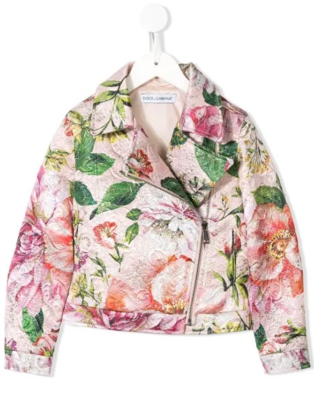 Dolce & Gabbana Kids байкерская куртка с цветочным принтом