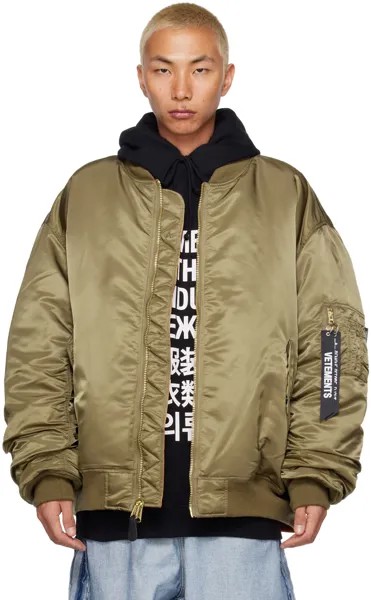 Двусторонний бомбер цвета хаки VETEMENTS