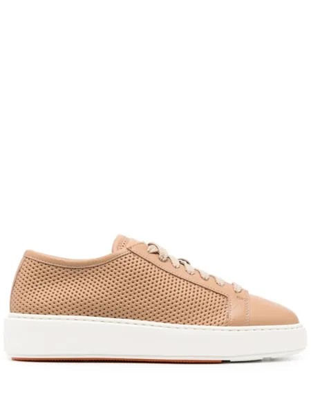 Santoni кеды с перфорацией, нейтральный цвет