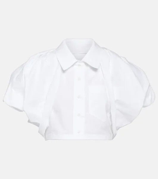 Укороченная рубашка la chemise pavane из смесового хлопка Jacquemus, белый