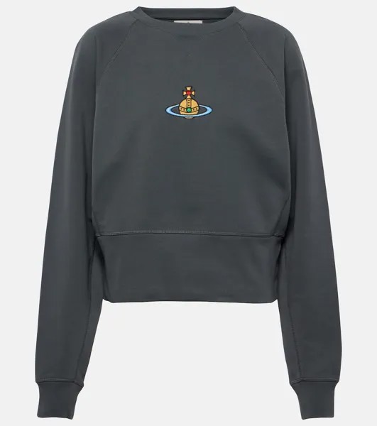 Укороченный спортивный свитшот из хлопкового джерси Vivienne Westwood, серый