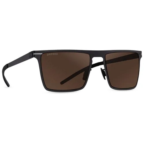 Титановые солнцезащитные очки GRESSO Vandervoort - квадратные / коричневые