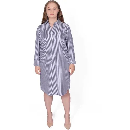 Платье-рубашка TRUSSARDI, хлопок, в классическом стиле, прямой силуэт, размер M, синий