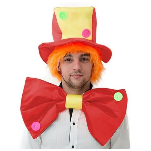 Карнавальный костюм 'Клоун', шляпа с волосами, бант