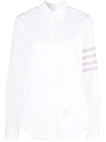 Thom Browne поплиновая рубашка с полосками 4-Bar, белый