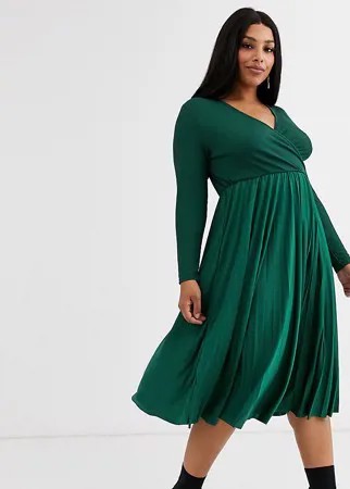 Зеленое платье с запахом River Island Plus-Зеленый