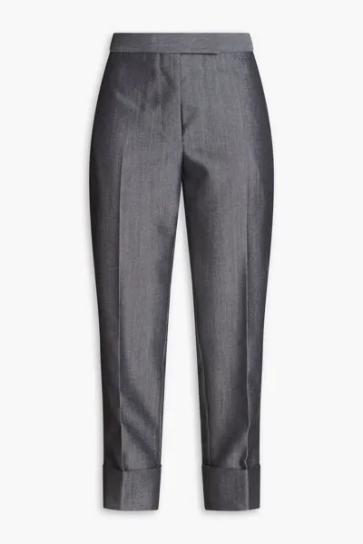 Укороченные зауженные брюки из смеси шерсти и мохера Thom Browne, серый