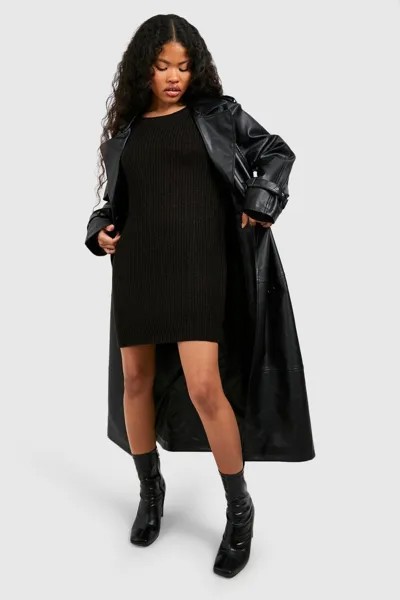 Платье-джемпер для миниатюрных размеров с круглым вырезом boohoo, черный