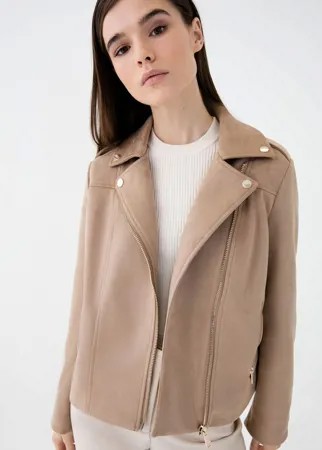 Кожаная куртка женская ZARINA 1123453133 коричневая 44