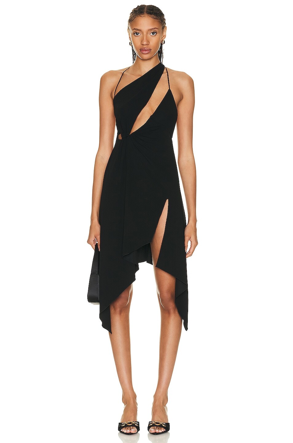 Платье Coperni Asymmetric Draped, черный