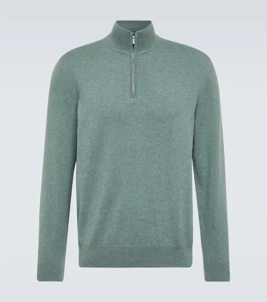 Кашемировый свитер с застежкой-молнией на половину длины Loro Piana, цвет greencolor mel