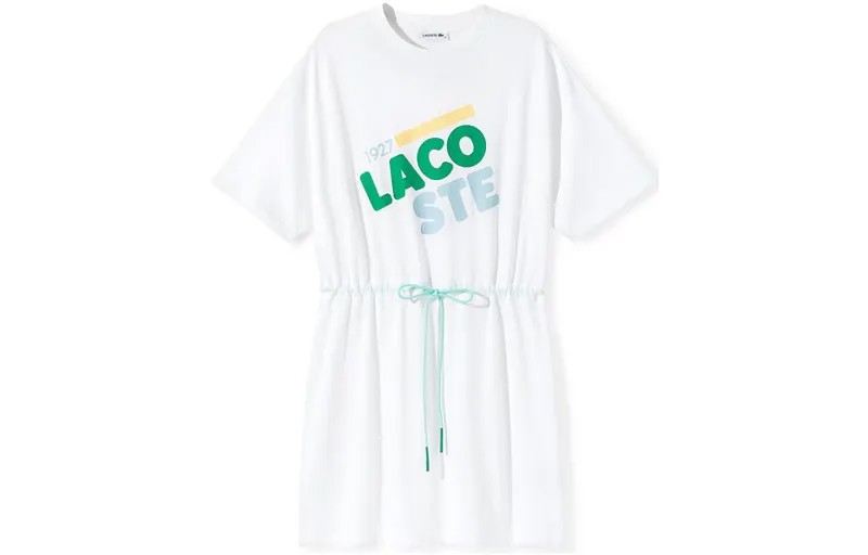 Платье с короткими рукавами женское белое Lacoste