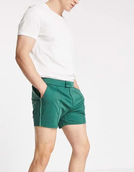 Теннисные шорты с контрастной окантовкой ASOS 4505-Зеленый цвет