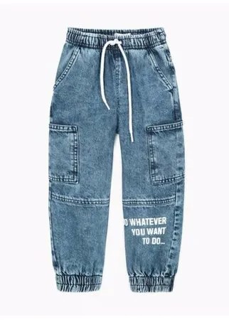 Джинсы Jogger с надписью для мальчика Gloria Jeans, размер 3-4г/104