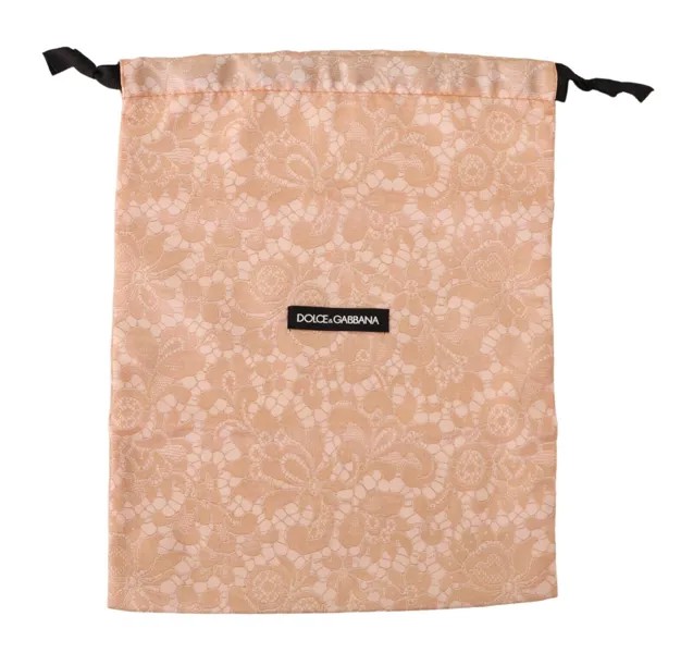DOLCE - GABBANA Чехол для пыльника, розовая кружевная сумка для обуви с цветочным принтом и шнурком, 33см x 26см