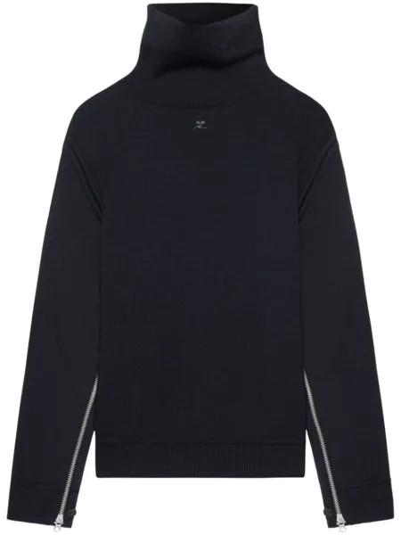 Courrèges свитер оверсайз с высоким воротником, черный