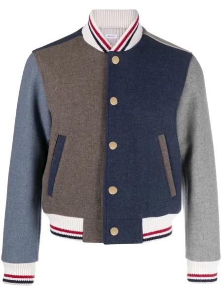 Thom Browne бомбер в стиле колор-блок, синий