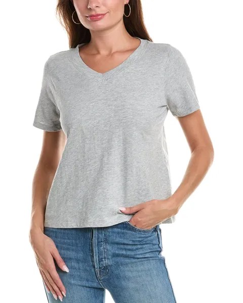Футболка EILEEN FISHER с V-образным вырезом, серый
