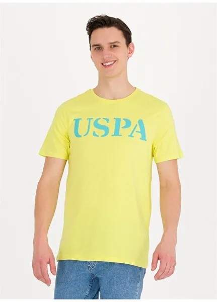 Желтая мужская футболка с круглым вырезом GEARTIY023 U.S. Polo Assn., зеленый