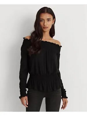LAUREN RALPH LAUREN Женский черный блузон с открытыми плечами и вечерние топом с баской 1X