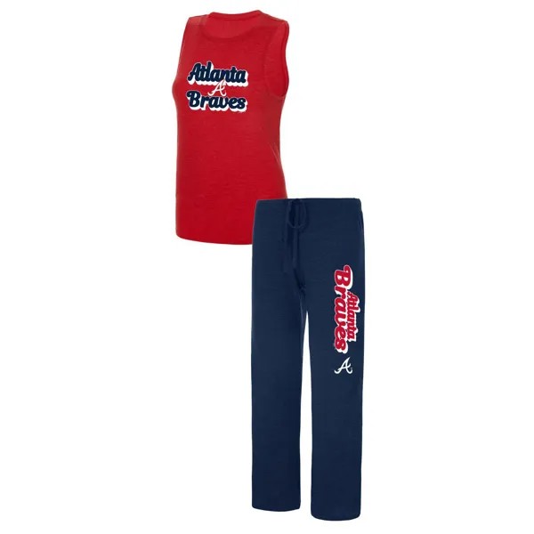 Женский спортивный темно-синий/красный комплект Atlanta Braves с надписью Meter Muscle Майка и брюки для сна