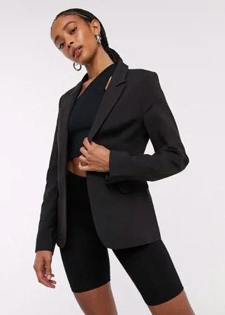 Черный однобортный приталенный пиджак Selected