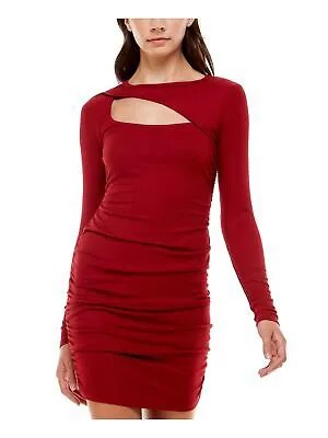 ULTRA FLIRT Женское красное короткое коктейльное облегающее платье с длинным рукавом для подростков S