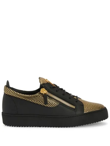 Кроссовки Frankie металлик с отделкой Giuseppe Zanotti, черный