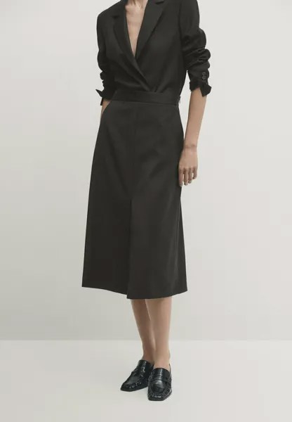 Юбка-колокольчик Tailored Миди С Разрезами Massimo Dutti, цвет dark grey