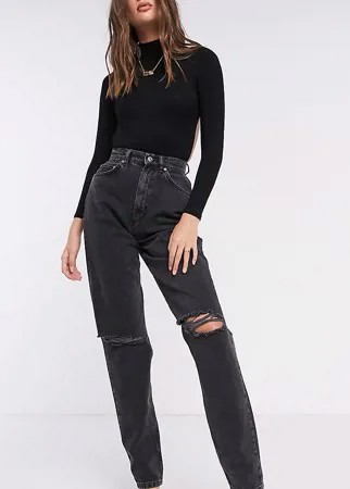 Черные рваные джинсы в винтажном стиле с завышенной талией ASOS DESIGN Tall-Черный цвет