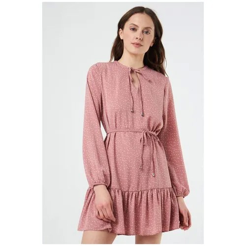 Ярусное платье в горох Ennergiia En_W11693_розовый Розовый 44-46