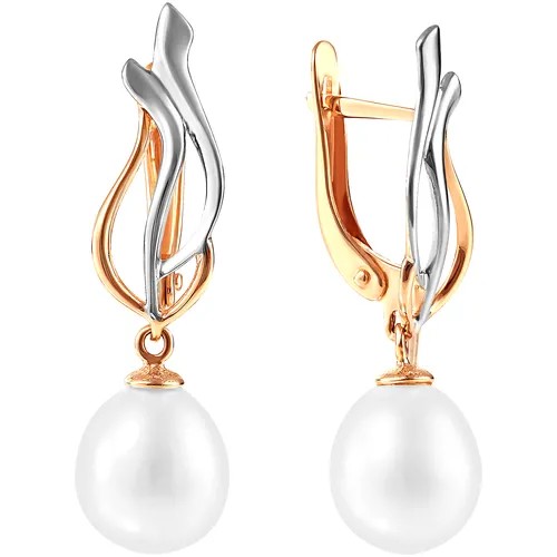 Серьги с 2 жемчугом из красного золота 290-1-944Р ПримаЭксклюзив