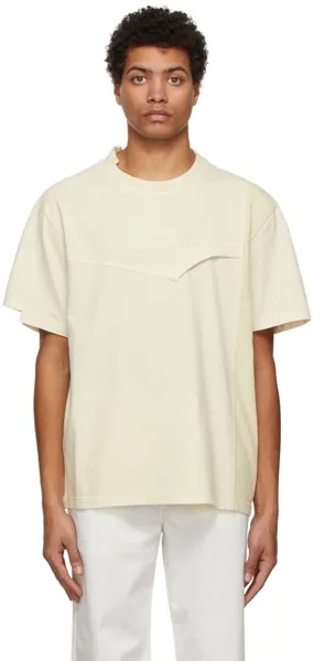 Окрашенная вручную футболка с двойным воротником Off-White Feng Chen Wang