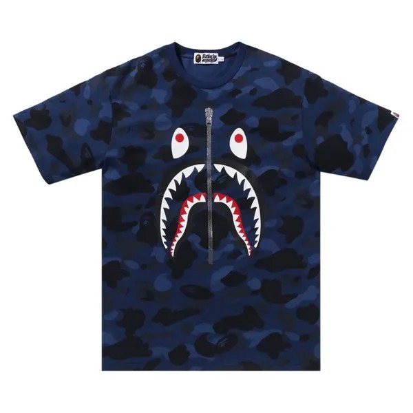 Футболка BAPE Color Camo Shark 'Navy', синий