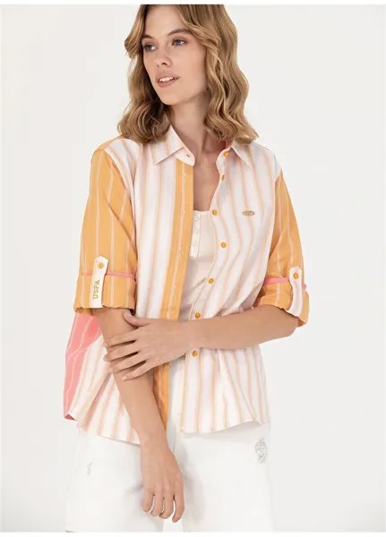Горчичная женская рубашка с рубашечным воротником стандартного кроя U.S. Polo Assn.