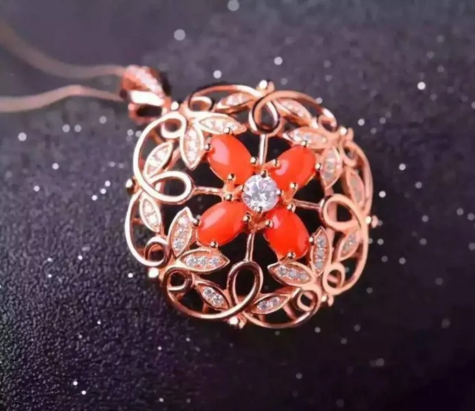 Натуральная красная Коралловая подвеска S925 серебро натуральный драгоценный камень кулон ожерелье трендовый богатый цветок группа женщин ...