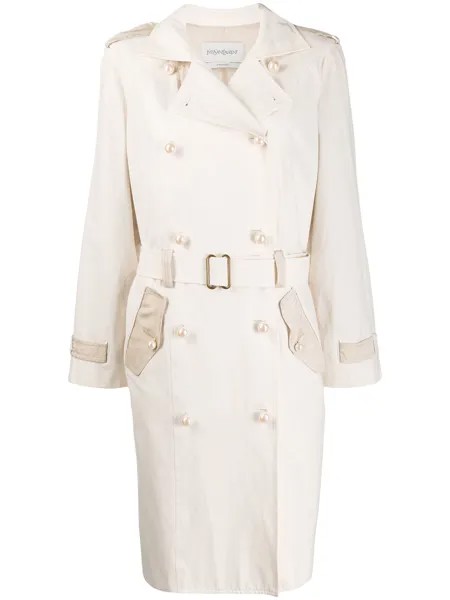 Yves Saint Laurent Pre-Owned тренч с пуговицами из искусственного жемчуга