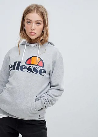 Худи бойфренда с логотипом на груди Ellesse-Серый