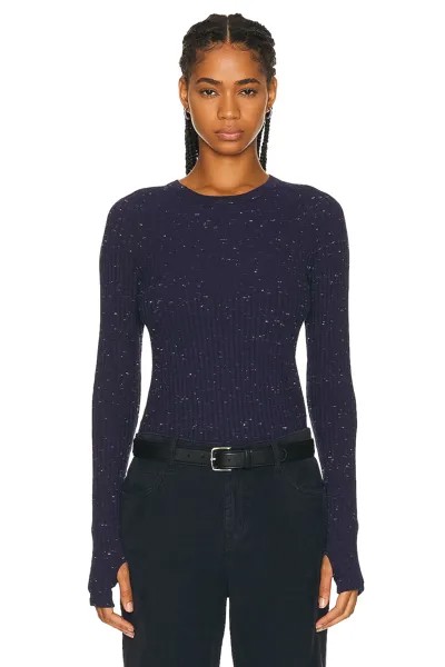 Топ Enza Costa Long Sleeve Baseball Crewneck, темно-синий