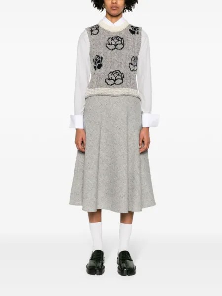 Thom Browne джемпер вязки интарсия без рукавов, серый