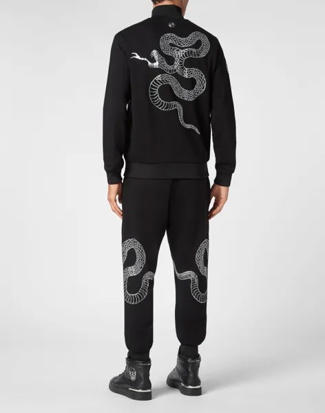 СПОРТИВНЫЙ КОСТЮМ: КУРТКА НА МОЛНИИ + СПОРТИВНЫЕ БРЮКИ ЗМЕЯ Philipp Plein, черный