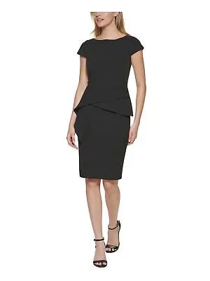 VINCE CAMUTO Женское черное облегающее платье с баской и короткими рукавами Petites 10P