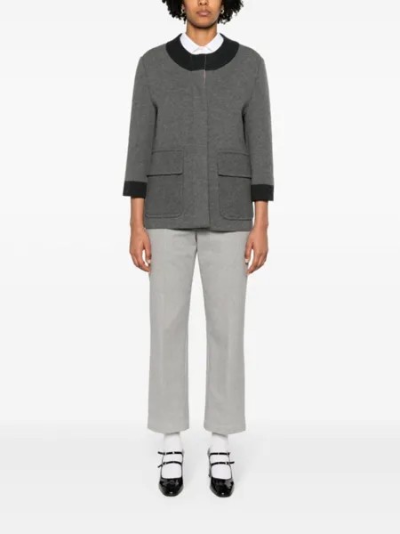 Thom Browne кардиган-пальто с контрастной отделкой, серый