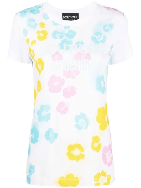 Boutique Moschino футболка с абстрактным принтом и логотипом, белый