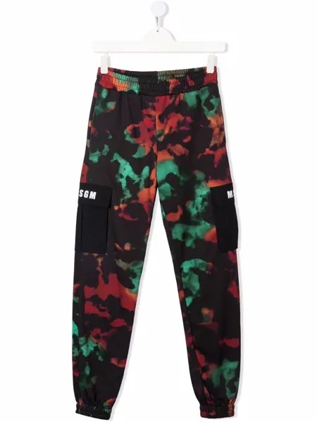 MSGM Kids спортивные брюки с принтом тай-дай