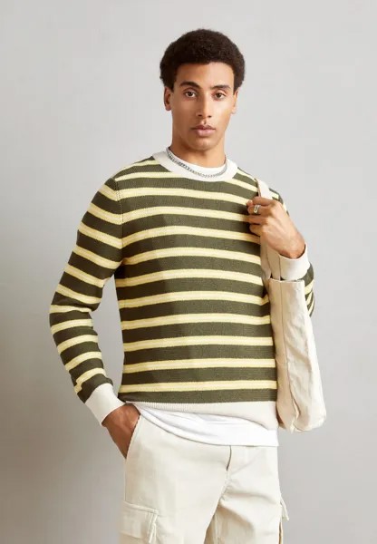 Вязаный свитер CREWNECK STRIPES RACKING TRI-COLOR Marc O'Polo, цвет asher green