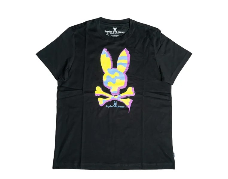 Черная мужская футболка Psycho Bunny Jacob с рисунком B6U819S1PC-BLK, черный